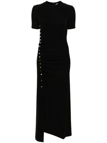 RABANNE - Abito midi nero drappeggiato