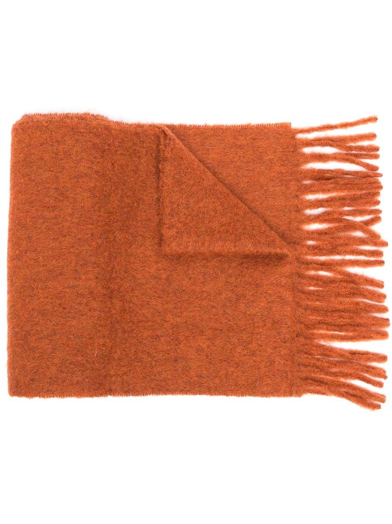 Marni Brown Alpaca Scarf With Fringes In Orange