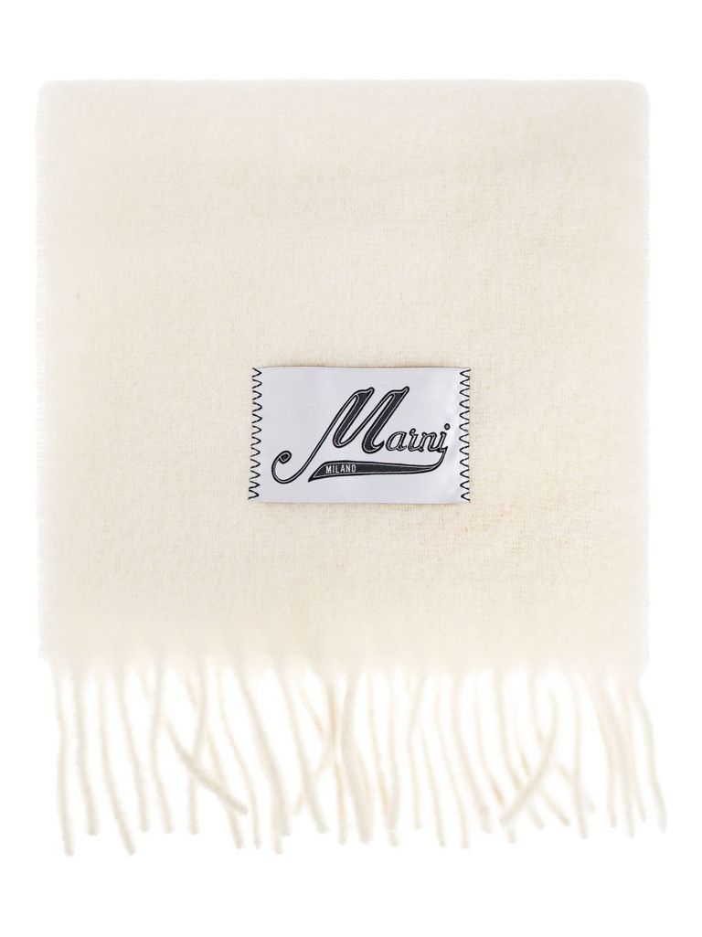 Marni Cream Alpaca Scarf With Fringes