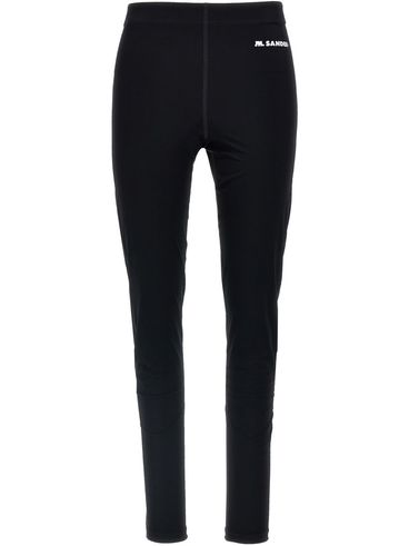 JIL SANDER - Leggins neri con stampa in vita
