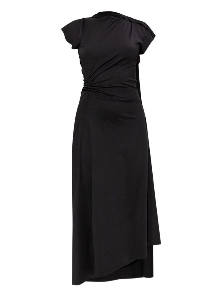 Shop Victoria Beckham Black Asymmetric Midi Dress