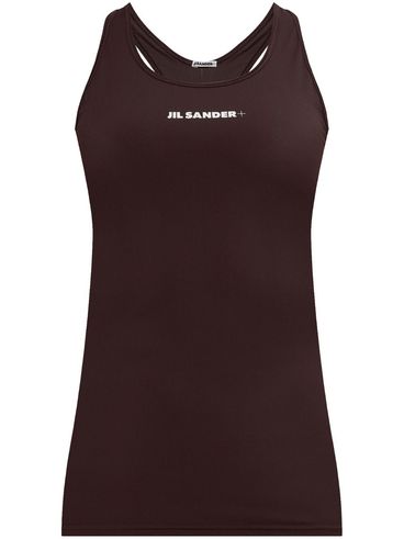JIL SANDER - Canotta sportiva marrone con stampa logo