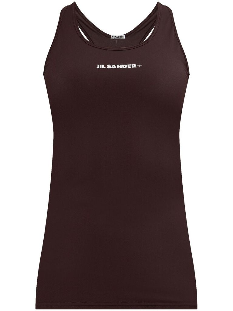 Jil Sander Brown Sport Tank Top With Logo Print