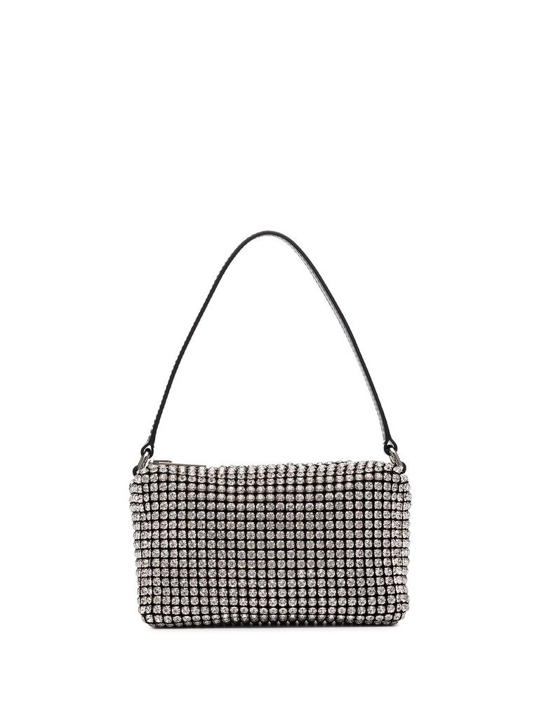 Alexander Wang Medium Heiress Shoulder Bag In Metallic Mesh With Crystal Rhinestones