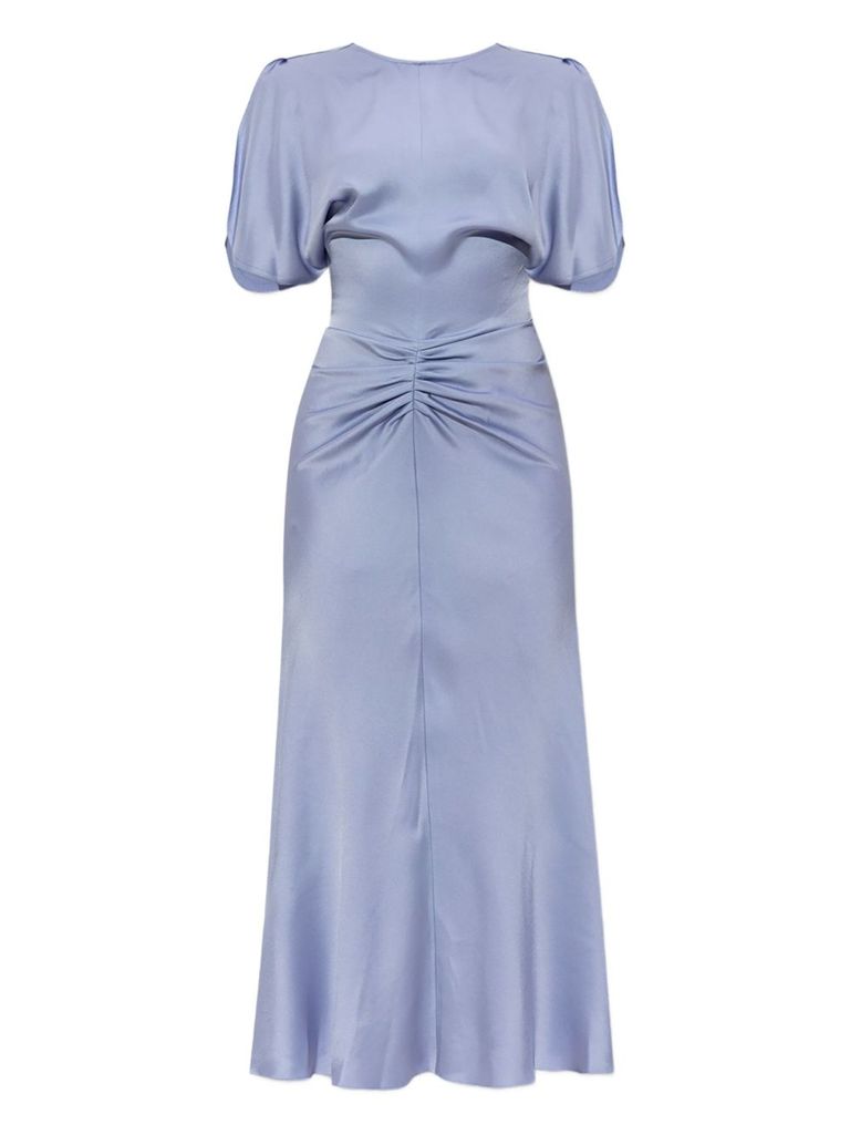Shop Victoria Beckham Midi Dress With Ruffles And Puff Sleeves