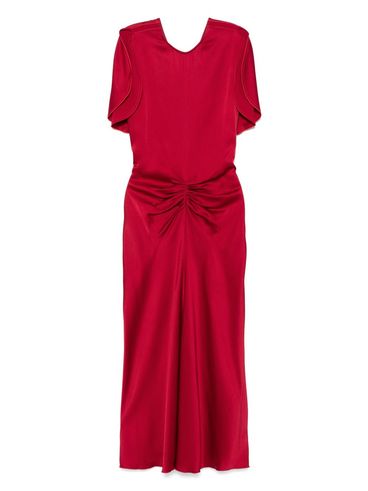 VICTORIA BECKHAM - Abito midi rosso con dettaglio arricciato