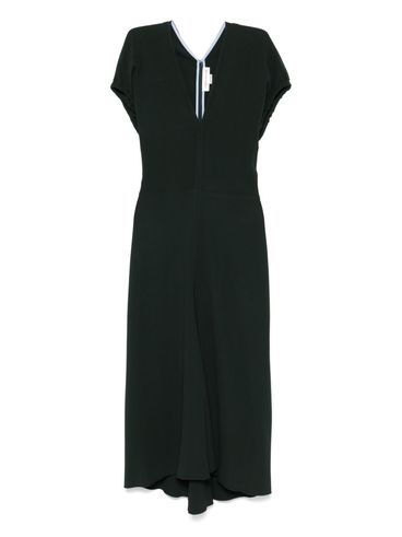 VICTORIA BECKHAM - Abito midi con scollo a V verde scuro
