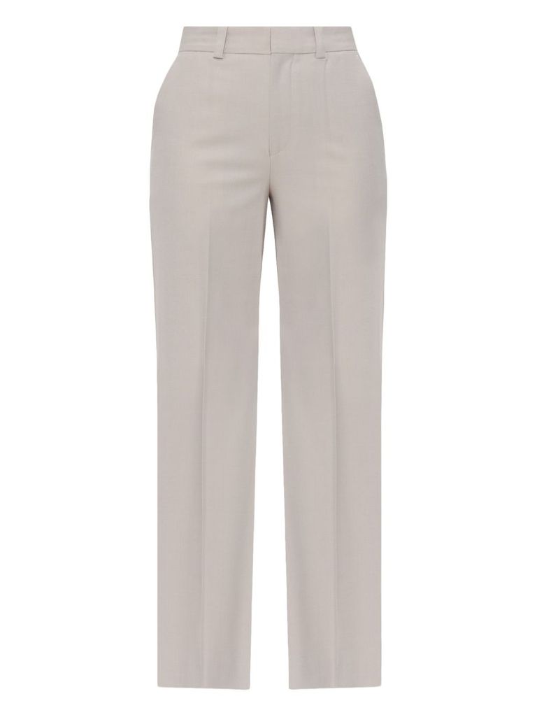 Victoria Beckham Tailored Beige Trousers With Front Fastening In Gray