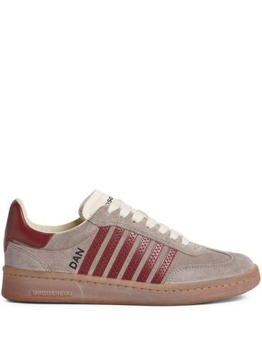 DSQUARED2 - 'Boxer' sneakers in grey and burgundy calfskin
