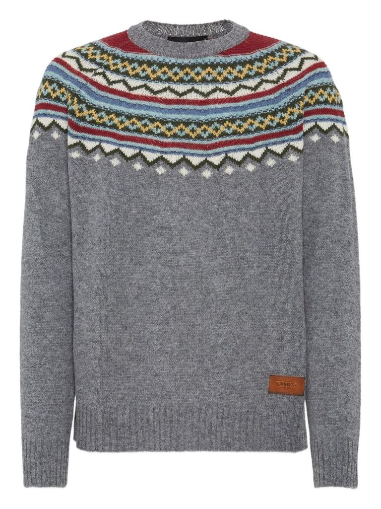 Dsquared2 Intarsia Sweater Sweaters And Cardigans Multicolor In Gray