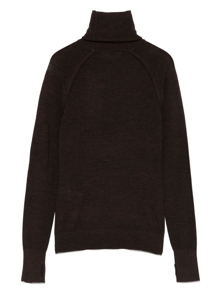 Victoria Beckham Fitted Silhouette Wool Turtleneck Sweater In Black