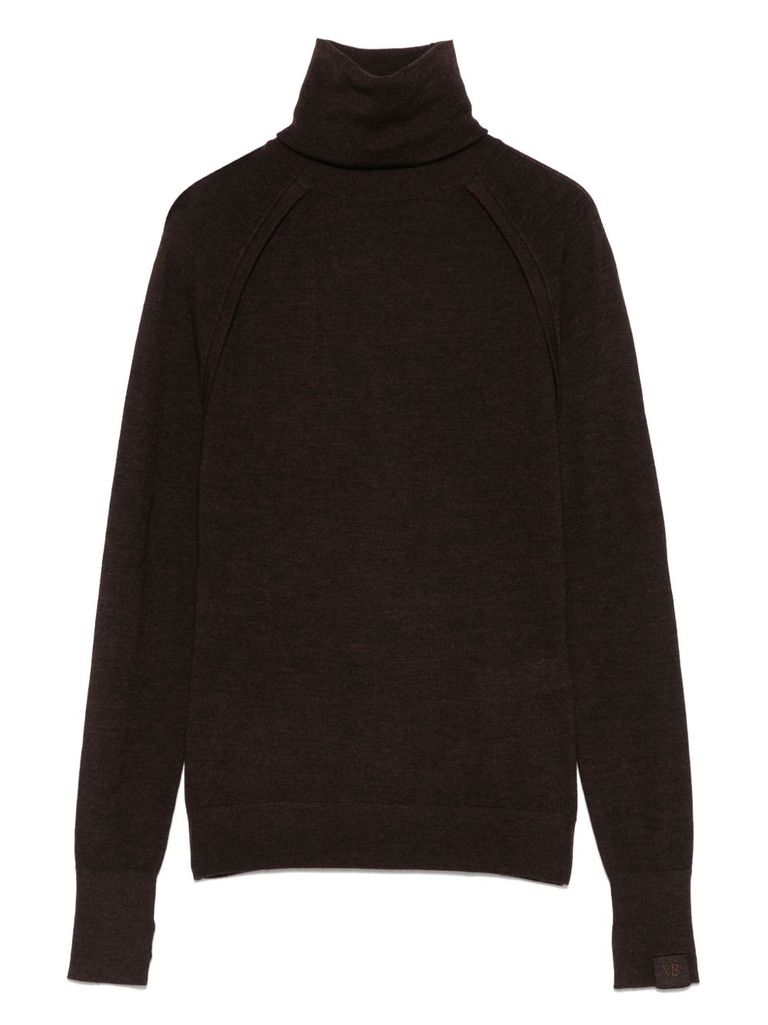 Victoria Beckham Fitted Silhouette Wool Turtleneck Sweater In Black