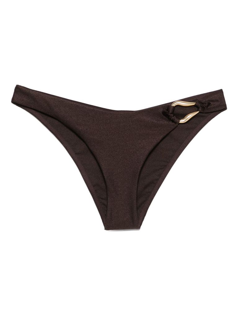 Zimmermann Brown Bikini Bottoms With Gold Detail In Brown