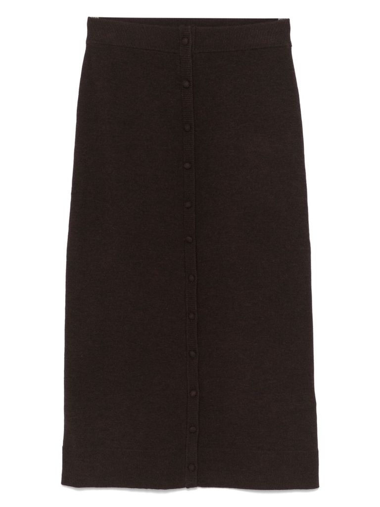 Victoria Beckham Brown Button-detail Midi Skirt In Brown