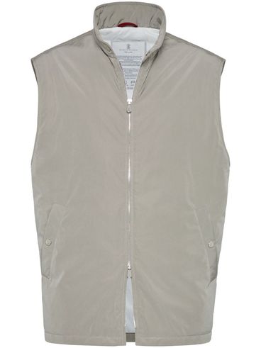 BRUNELLO CUCINELLI - Gilet in white with front two-way zip fastening
