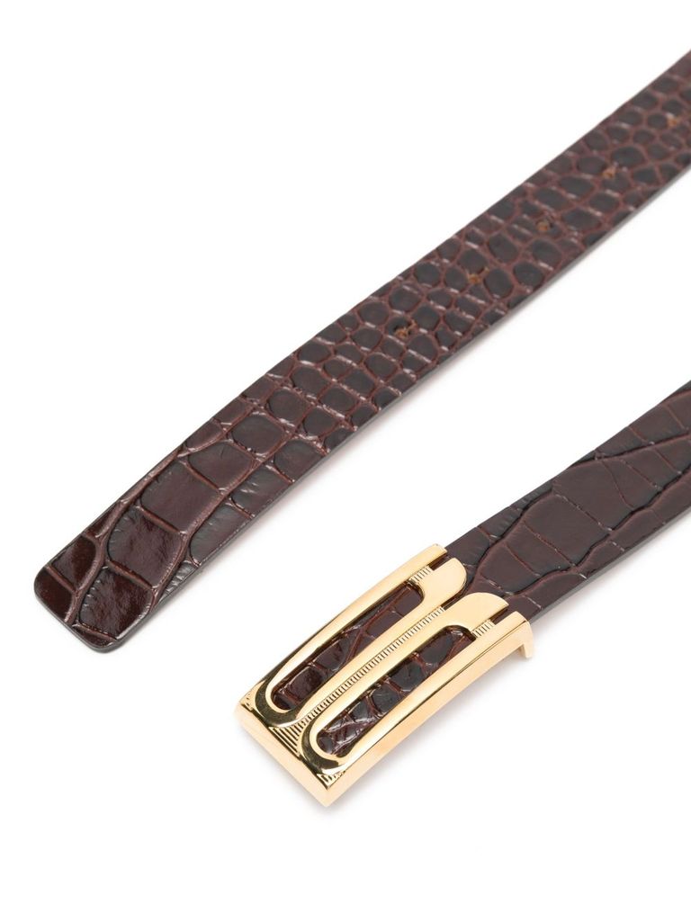 Victoria Beckham Brown Calf Leather Belt In Brown