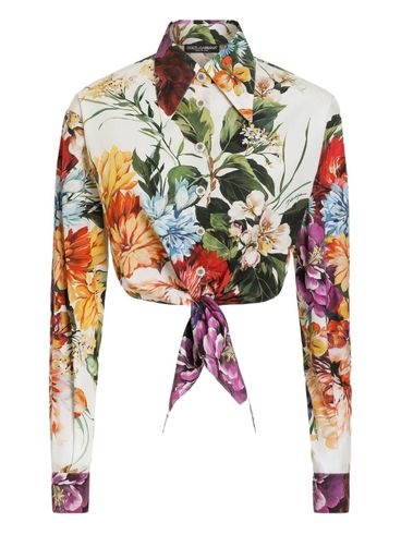 DOLCE & GABBANA - Camicia crop a fiori in cotone