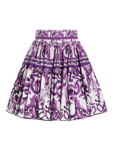 DOLCE & GABBANA - Short cotton skirt with maiolica print