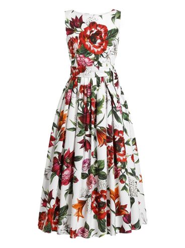 DOLCE & GABBANA - Cotton midi dress with floral print