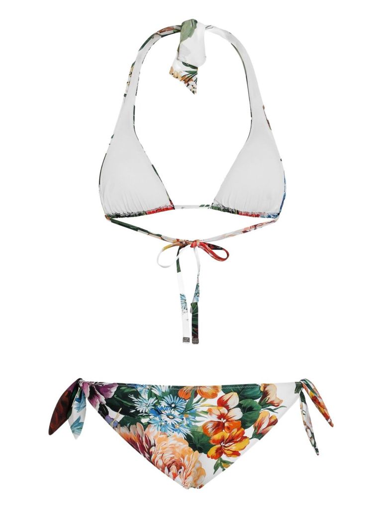 Dolce & Gabbana Flower-print Padded Triangle Bikini