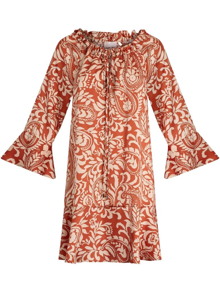 Liu •jo Printed Twill Dress In Orange