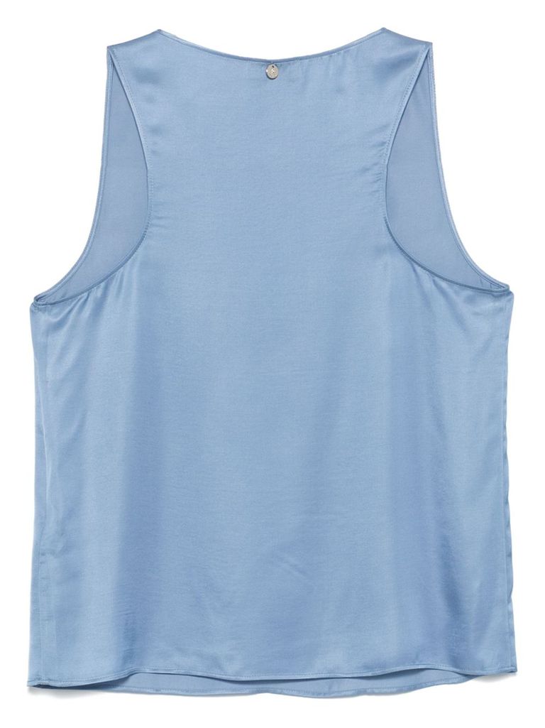 Liu •jo Sleeveless Light Blue Satin Top In Blue