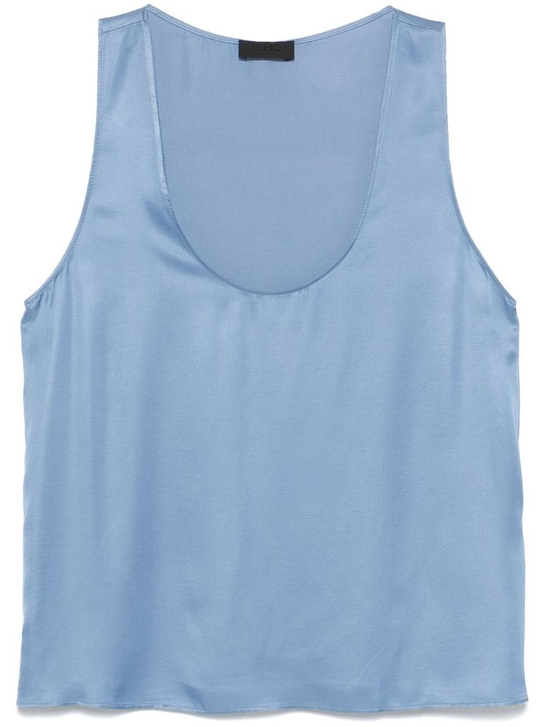 Liu •jo Sleeveless Light Blue Satin Top In Blue