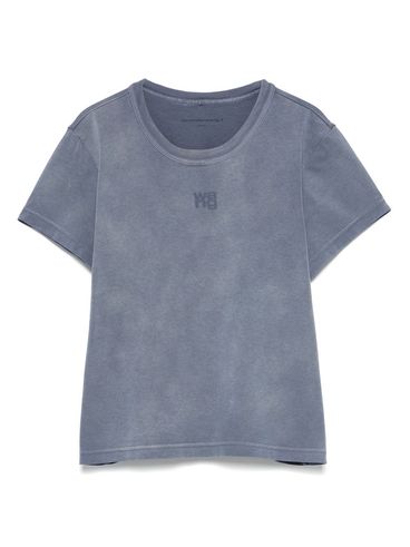 ALEXANDER WANG - T-shirt in cotone azzurro con logo