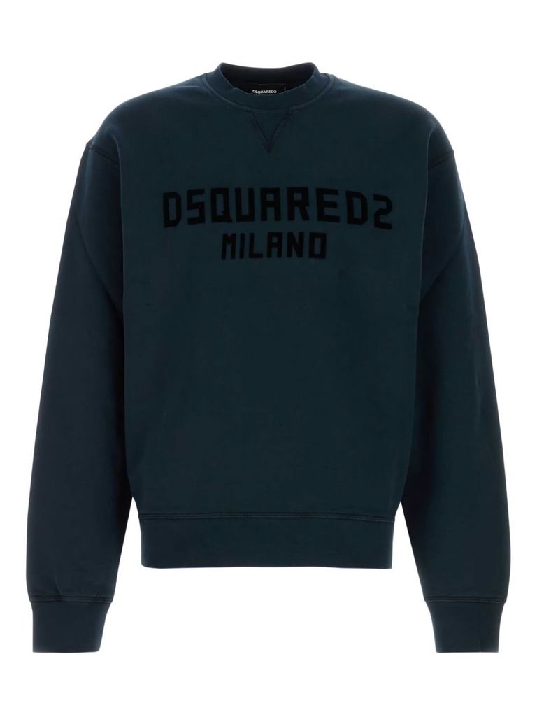 Dsquared2 Cotton Crew Neck Sweatshirt With Ribbed Cuffs And Hem