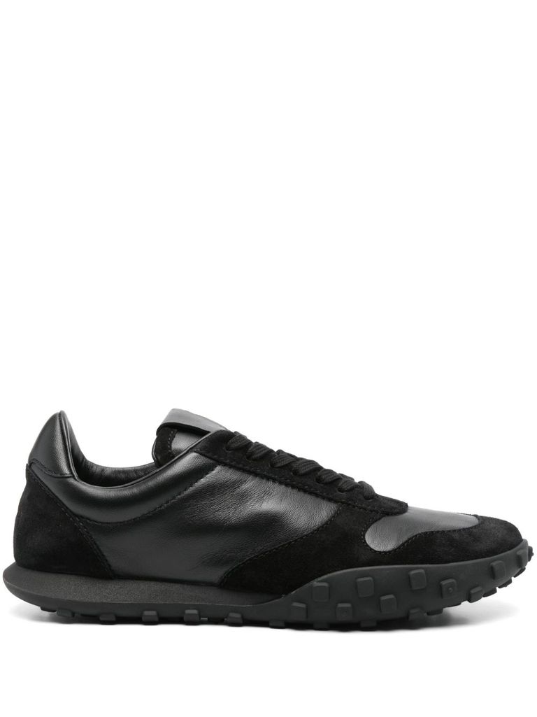 Jil Sander Suede Panel Round Toe Rubber Sole Sneakers In Black