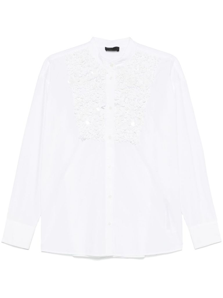 Liu •jo White Cotton Shirt With Sequins In White