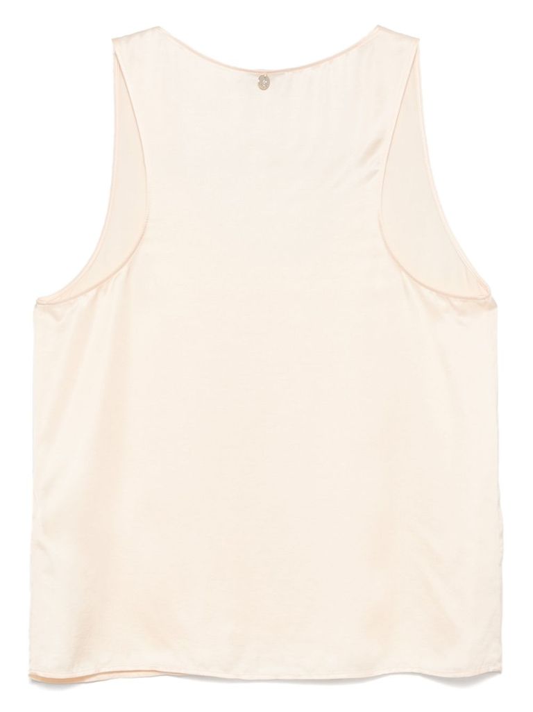 Liu •jo Sleeveless Satin Top With Wide Neckline In Neutral