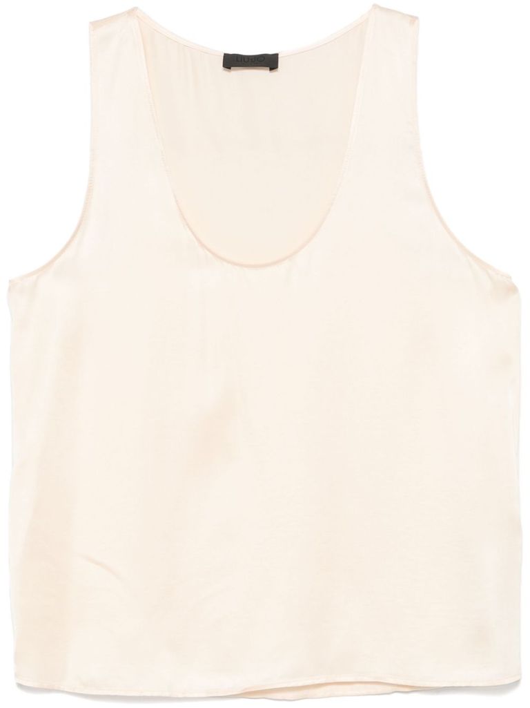Liu •jo Sleeveless Satin Top With Wide Neckline In Neutral
