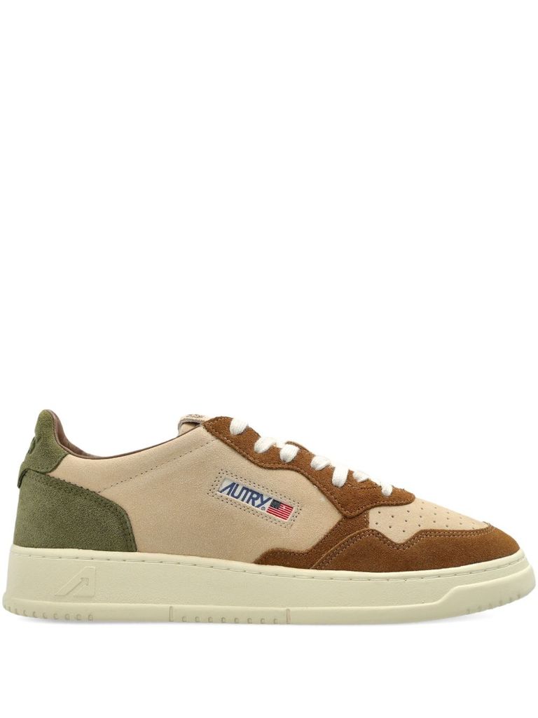 Autry Medalist Suede-panelled Lace-up Sneakers In Neutral
