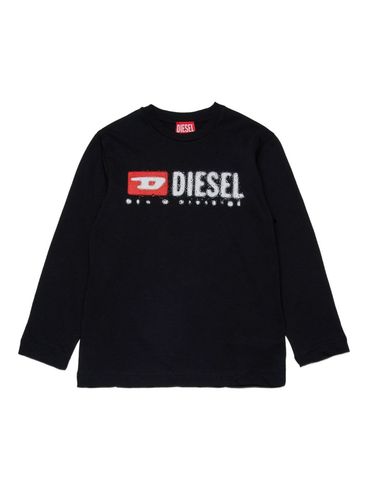 DIESEL - T-shirt a maniche lunghe con stampa logo