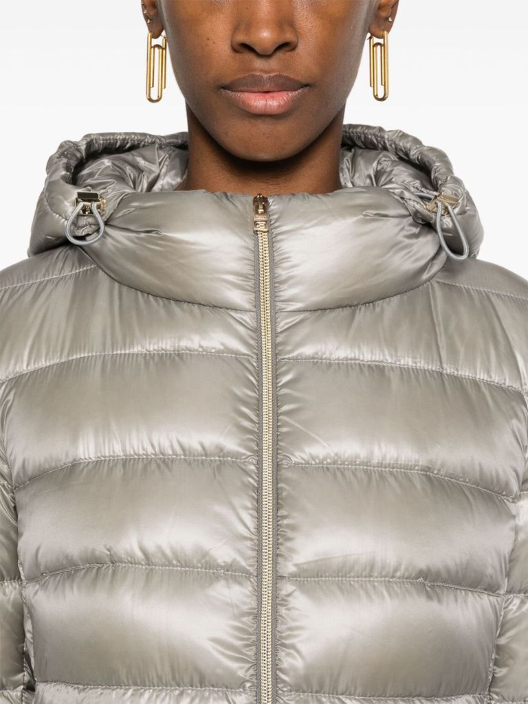 Pearl grey 'Giada' hooded down jacket
