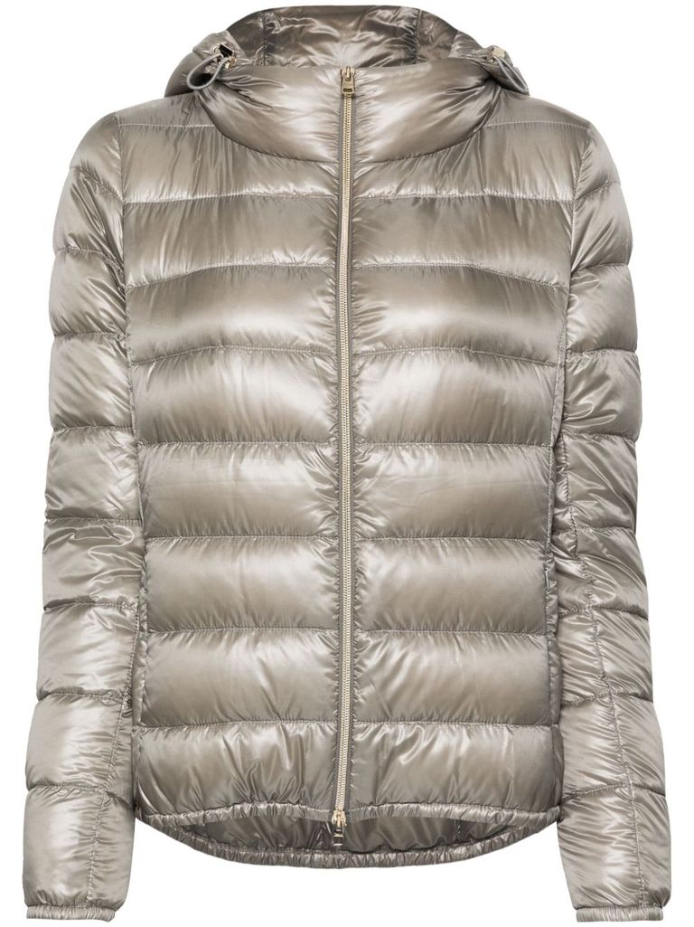 Pearl grey 'Giada' hooded down jacket