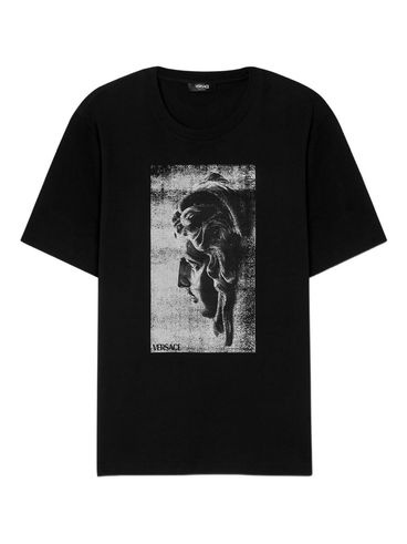 VERSACE - T-shirt in cotone nera con stampa