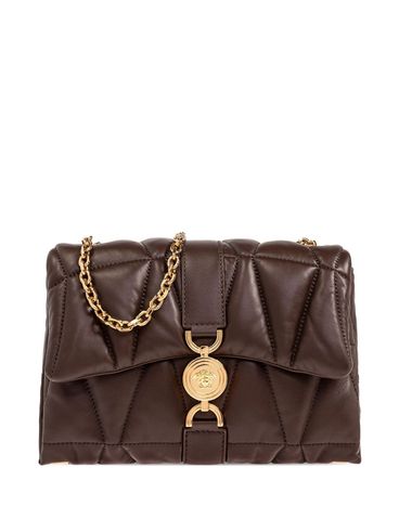 VERSACE - Borsa a spalla trapuntata 'Kleio' in pelle di agnello marrone