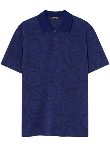 VERSACE - Polo con motivo Barocco blu