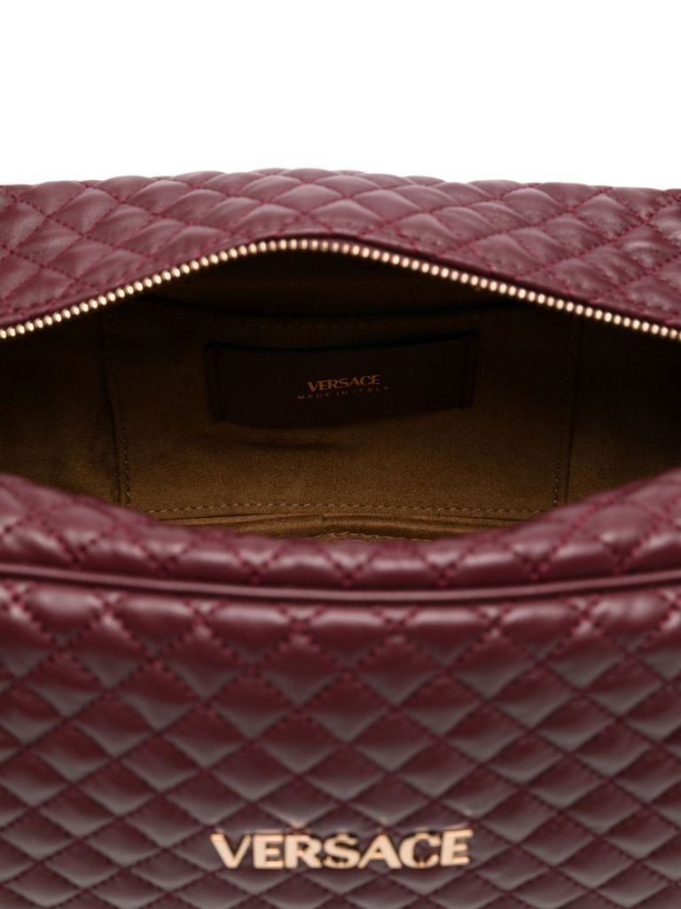 【関税＆送料込み】Versace Bordeaux Quilted Leather Bowling Versace Bordeaux Quilted Leather Bowling Crossbody Bag In