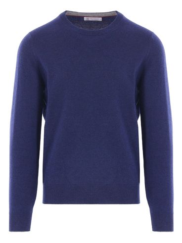 BRUNELLO CUCINELLI - Grey crew-neck long-sleeve cashmere sweater