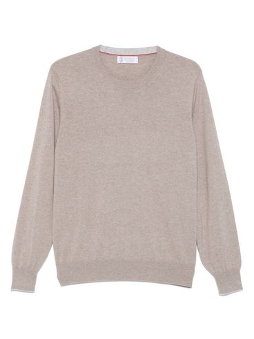 BRUNELLO CUCINELLI - Grey crew-neck long-sleeve cashmere sweater