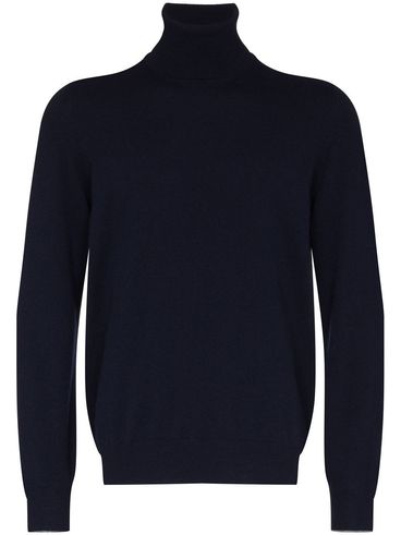 BRUNELLO CUCINELLI - Navy blue turtleneck cashmere sweater