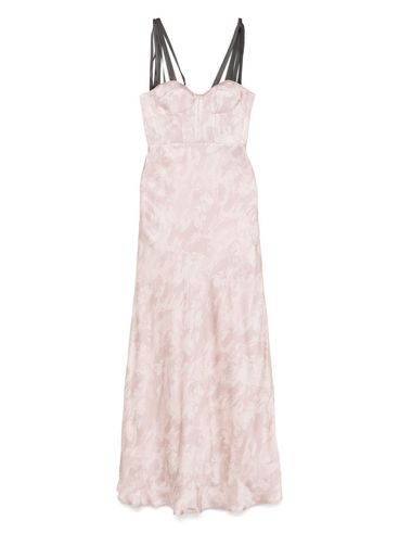 PINKO - 'Occhione' dress in pink satin with black shoulder straps