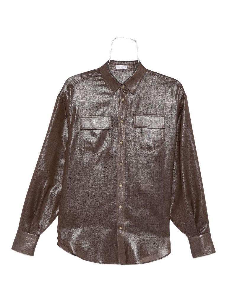 Brunello Cucinelli Brown Wool Blend Shirt