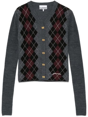 GANNI - Anthracite grey merino wool cardigan