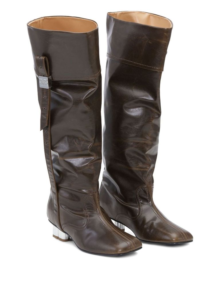 Dark olive knee-high boots