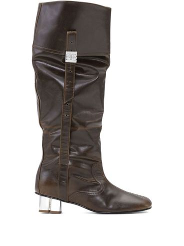 GANNI - Dark olive knee-high boots