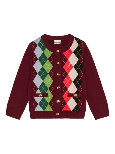 GANNI - Bordeaux wool-blend cardigan